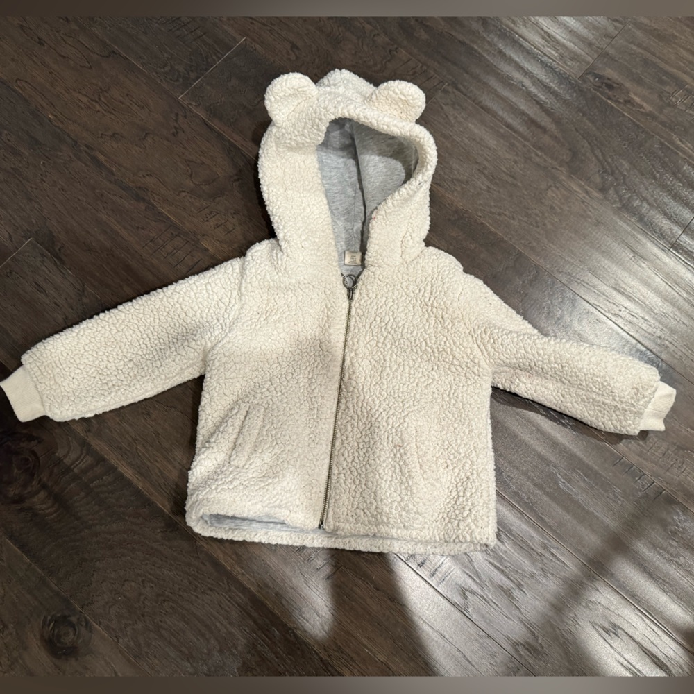Cozy hooded high pile fleece jacket